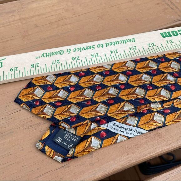 ERMENEGILDO ZEGNA Made in Italy Multicolor Abstract artsy Tie - Picture 3 of 5